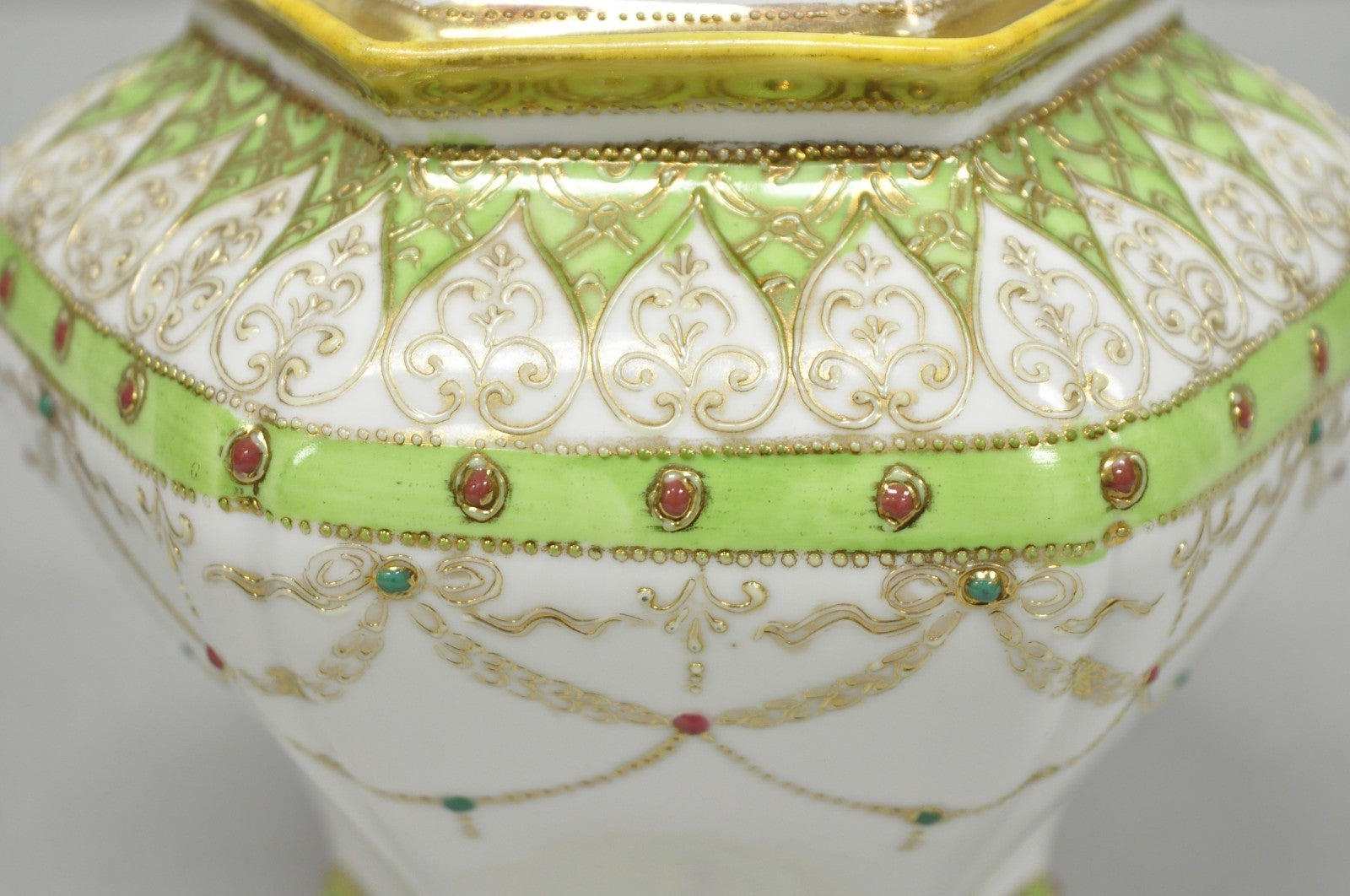Antique Nippon Noritake Hand Painted Porcelain Gold Gilt Draped Biscuit Jar