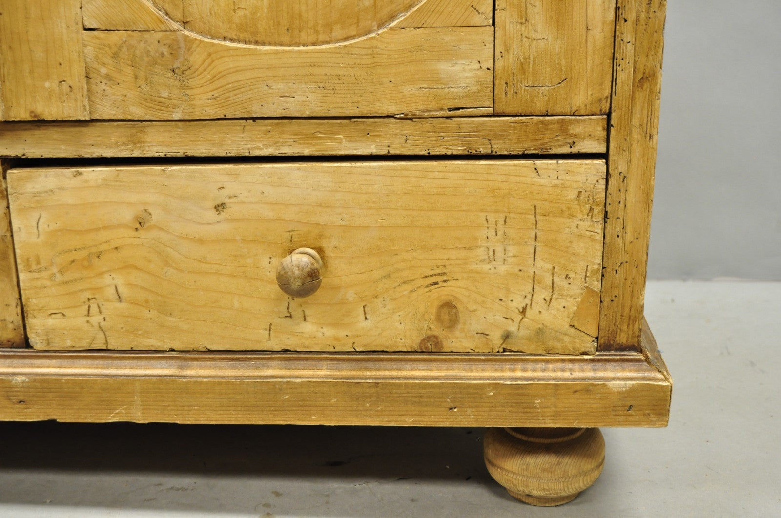 Antique French Country Provincial Pine Wood Buffet Cupboard China Cabinet Hutch