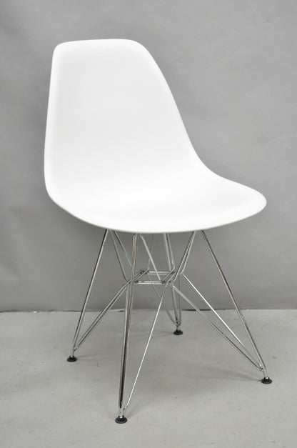Modern Eames Style Molded Plastic Metal Base Dining Side Chairs - Set of 4