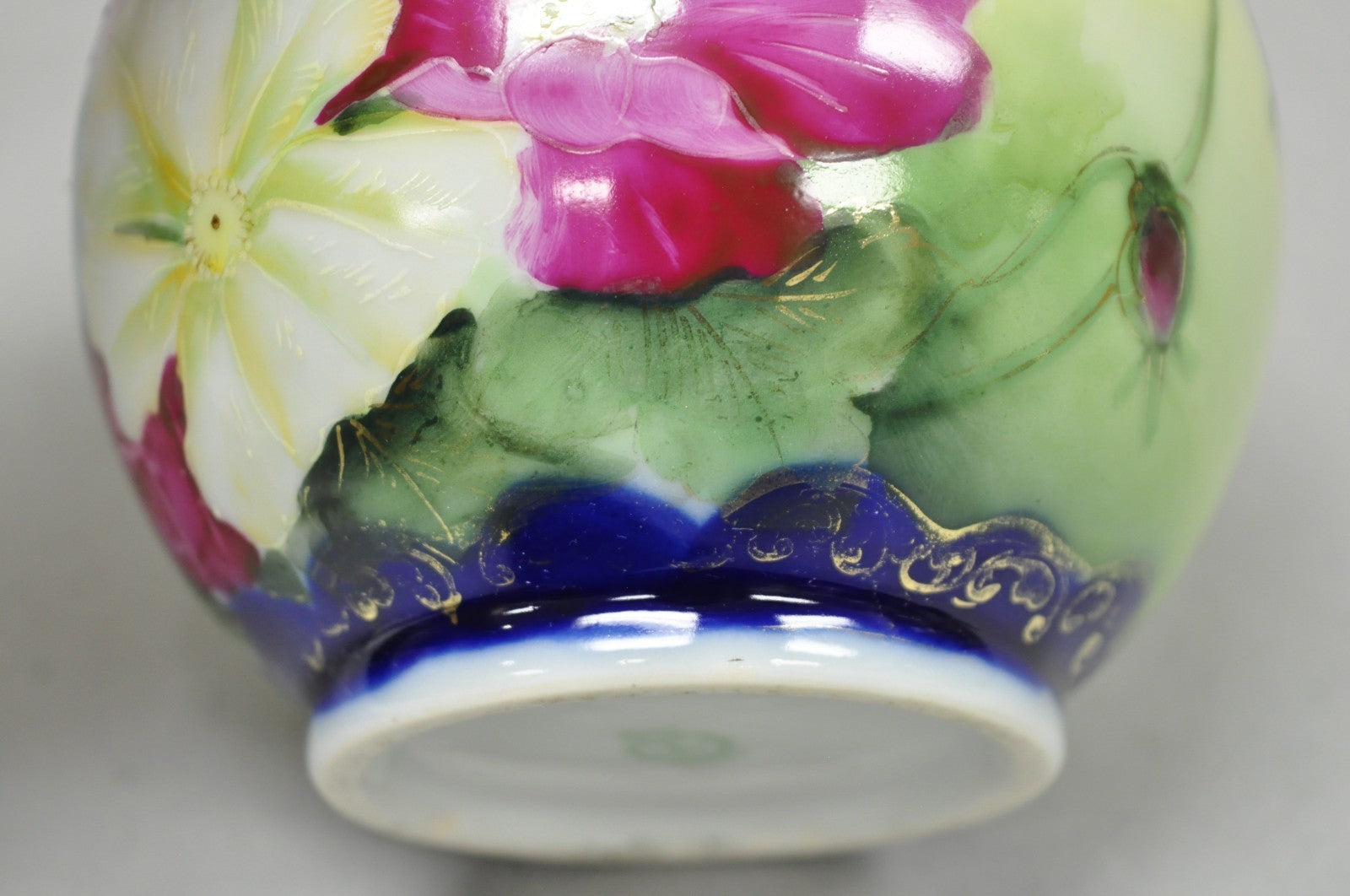Antique I &EC Co Japan Hand Painted Porcelain Cobalt Blue Covered Ginger Jar