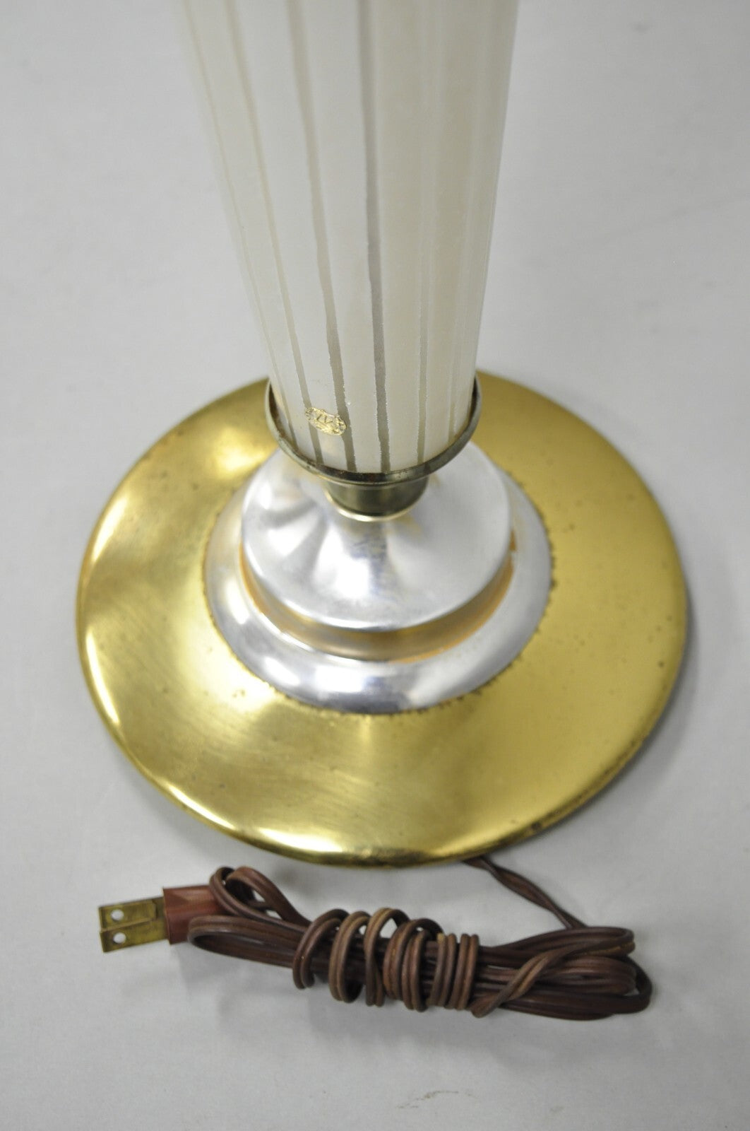 Vintage Italian Mid Century Modern Tapered Glass Art Deco Table Lamp