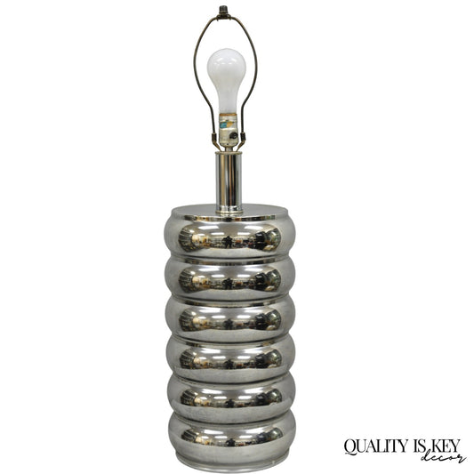 Vintage Mid Century Modern George Kovacs Stacked Ball Chrome Gunmetal Table Lamp