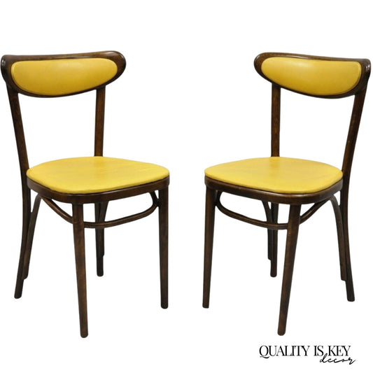 Vintage GAR Products Yellow Bentwood Ice Cream Parlor Dining Side Chair - a Pair