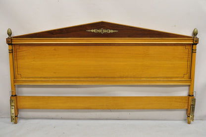 Vintage French Regency Neoclassical Rosewood & Satinwood King Size Bed Headboard