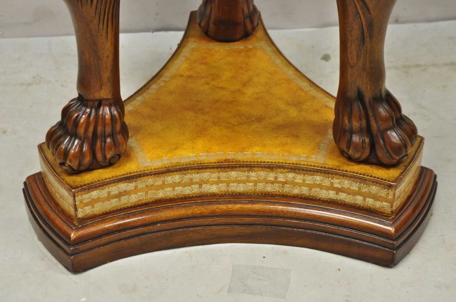 Maitland Smith Regency Style Mahogany Carved Lion Leather Base Cellarete Planter