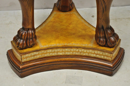Maitland Smith Regency Style Mahogany Carved Lion Leather Base Cellarete Planter