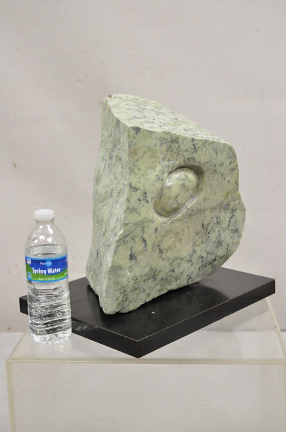 Sheryl C. Benjamin Carved Green Marble Abstract Modern Stone Sculpture