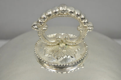 Vintage English Edwardian Style Silver Plated 10" Round Serving Dish Plate Cover