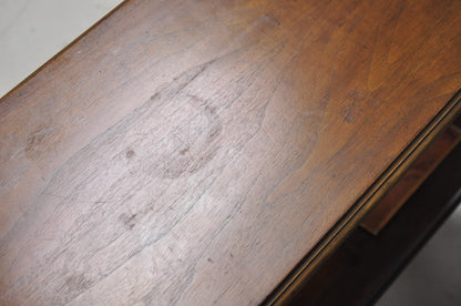 Vintage Baker Dark Cherry Wood Narrow French Console Hall Table w Copper Inserts