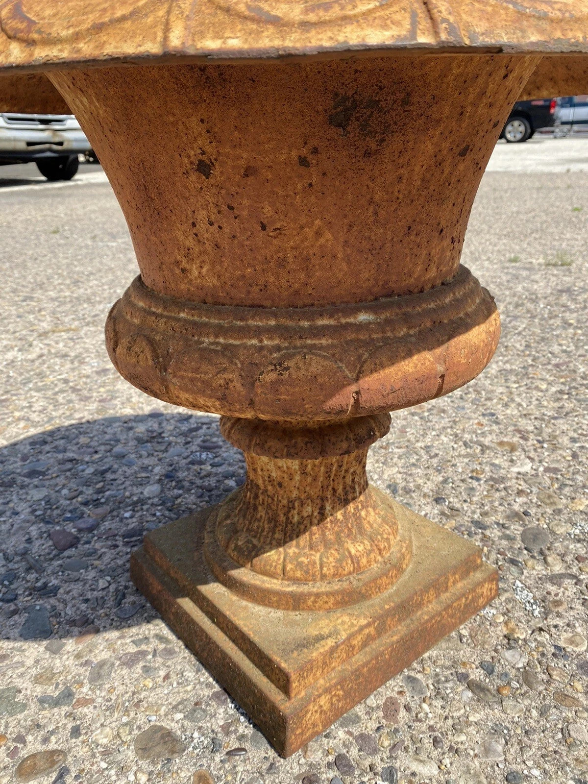 Vintage French Art Deco Cast Iron 20" Brown Campana Urn Outdoor Garden Planter