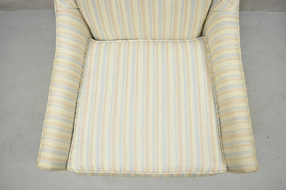 Mid Century Modern Milo Baughman Style Wooden Swivel Base Club Lounge Chair