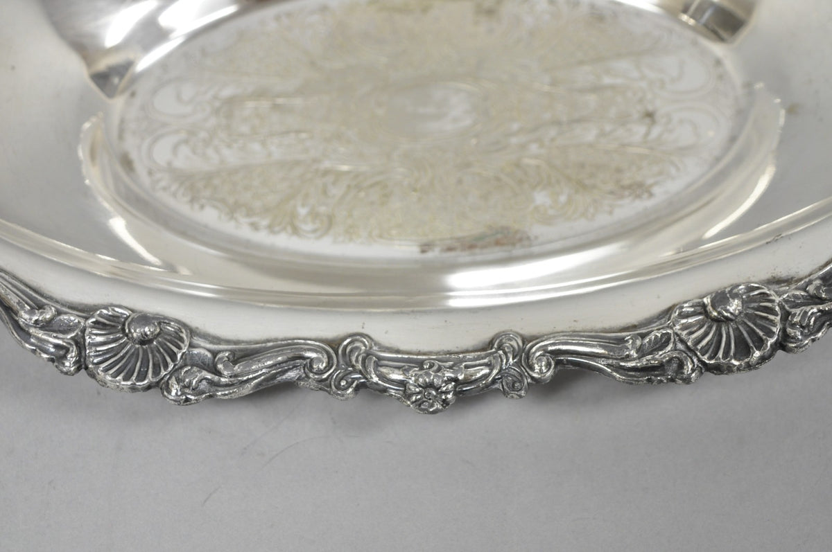 Vintage Victorian Style Silver Plated Oval 13.5" Trinket Serving Dish (D)