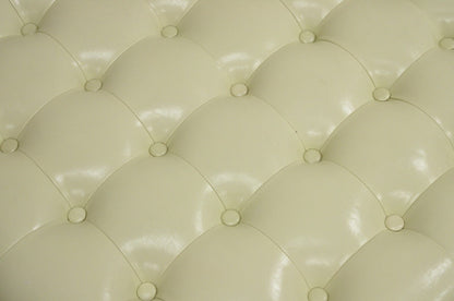 Modern Pearl Bonded Leather Steel Frame Button Tufted Square Cocktail Ottoman