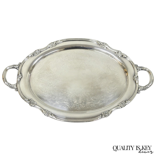 Vintage Reed & Barton 1820 Victorian Silver Plated Oval Serving Platter Bar Tray
