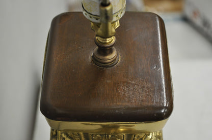 Vintage Chinese Figural Brass Bronze Wine Vessel Chinoiserie Hu Vase Table Lamp