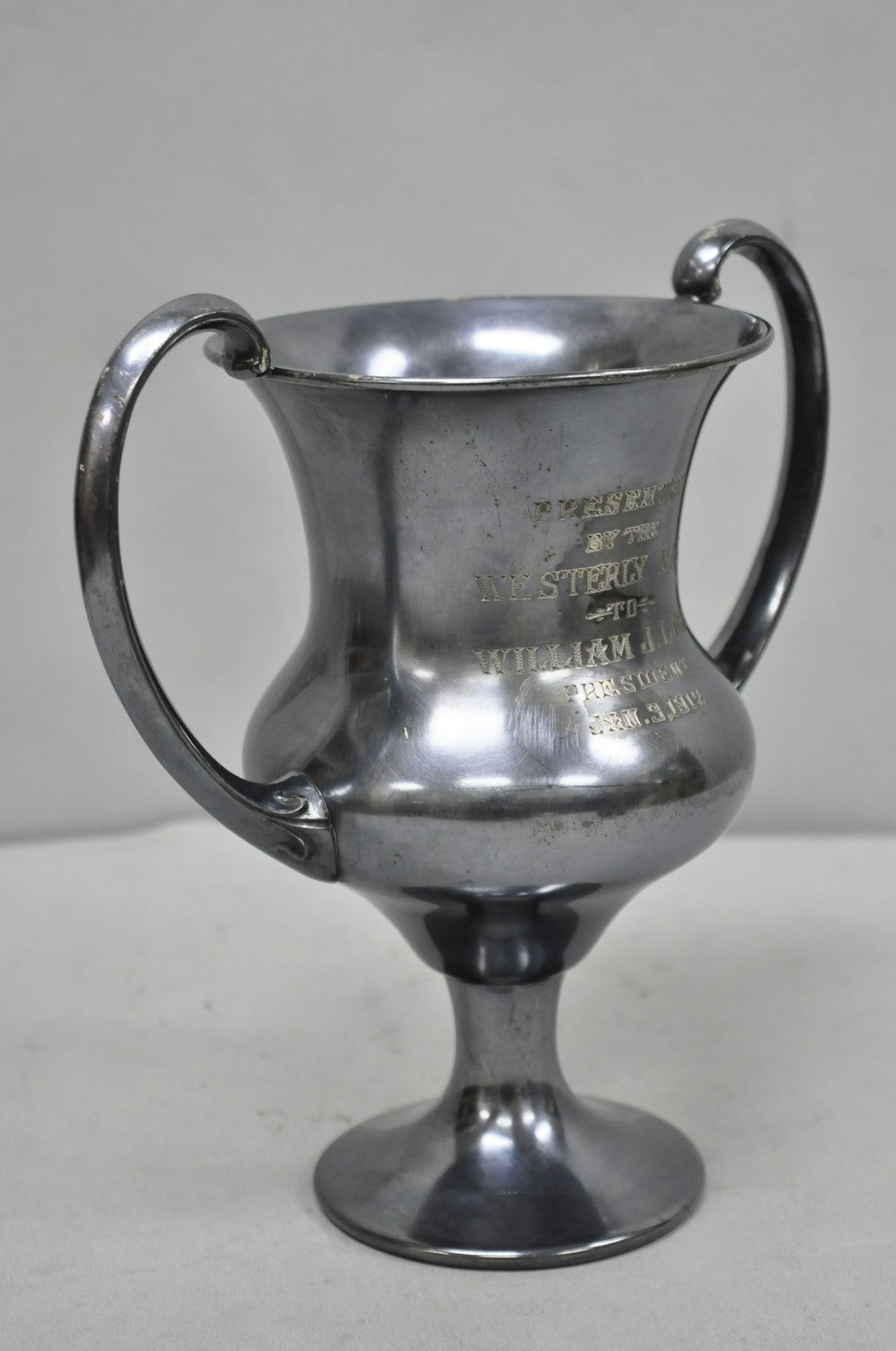 Antique Victorian Silver Plated Trophy Loving Cup Award "Westerly Band, 1912"