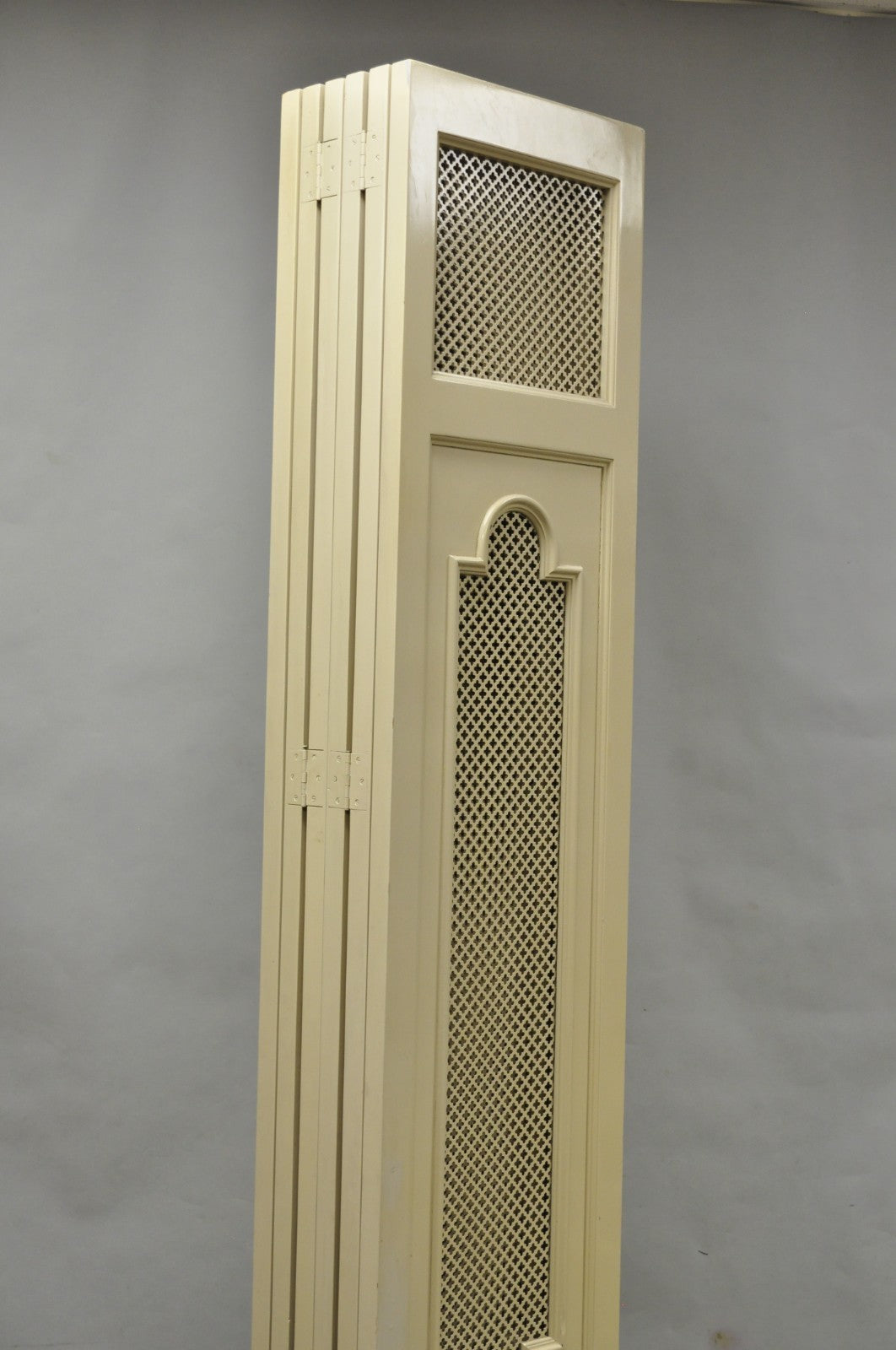 Vintage Lrg Hollywood Regency 92" Tall 6 Panel Bone Lacquer Room Divider Screen