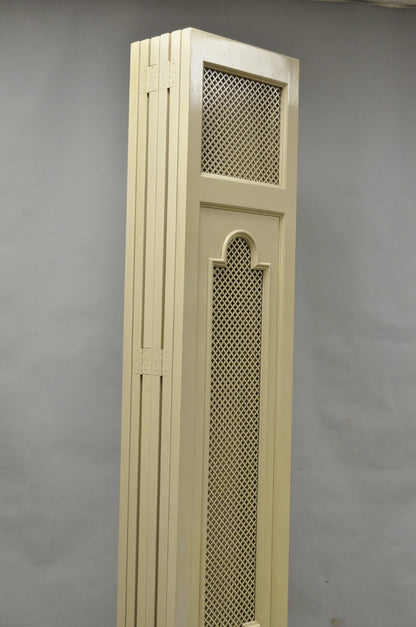 Vintage Lrg Hollywood Regency 92" Tall 6 Panel Bone Lacquer Room Divider Screen