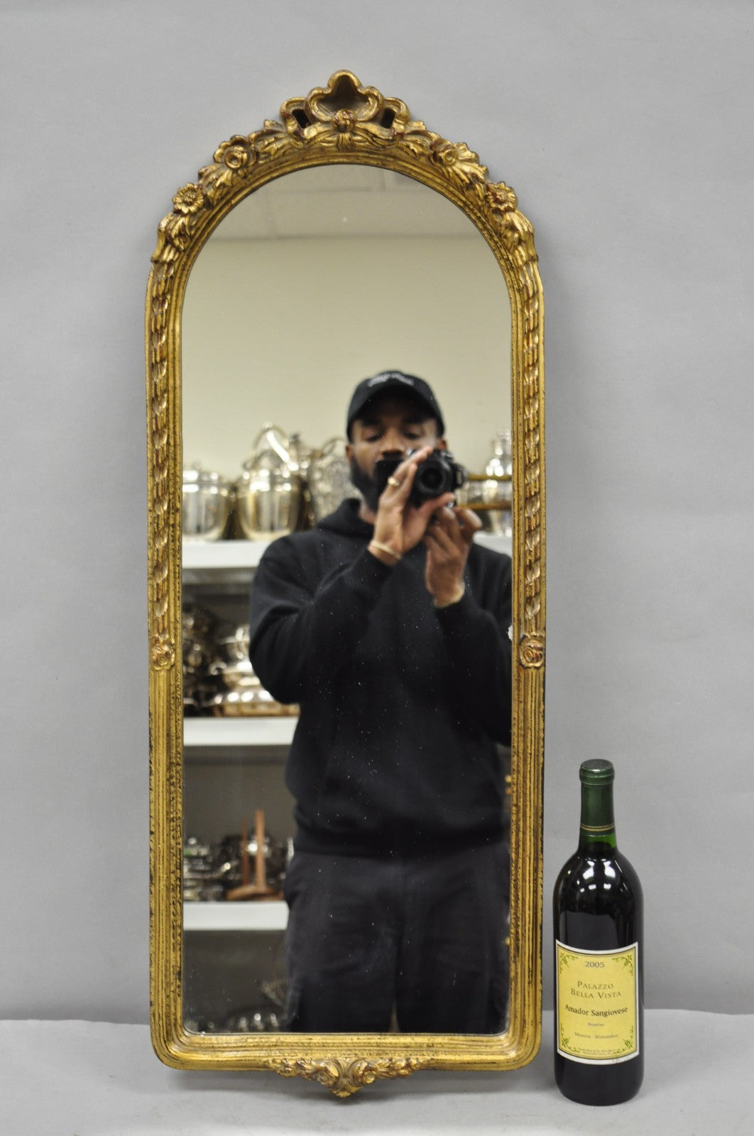 Vintage Bombay Co French Victorian Gold Ribbon Small Narrow Arch Wall Mirror