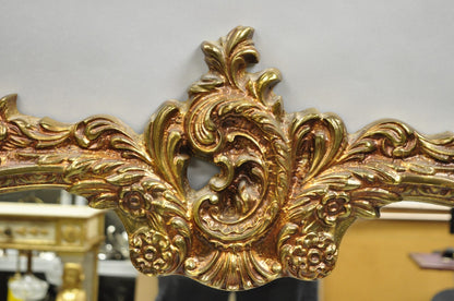 Vintage French Rococo Large Gold Wall Mirror with Bisque Figural Lovers Plaques
