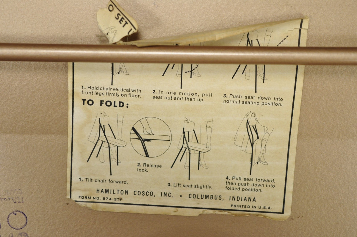Vintage Hamilton Cosco Stylaire Mid Century Modern Folding Chairs - Set of 4