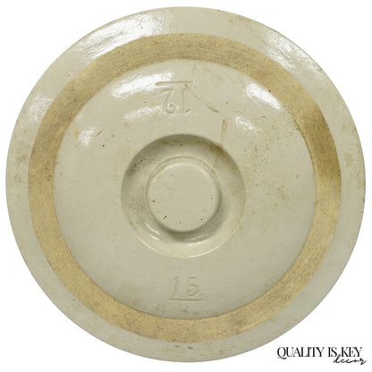 Antique American Primitive Salt Glazed Ceramic 15 Gallon Crock Pot Lid Cover