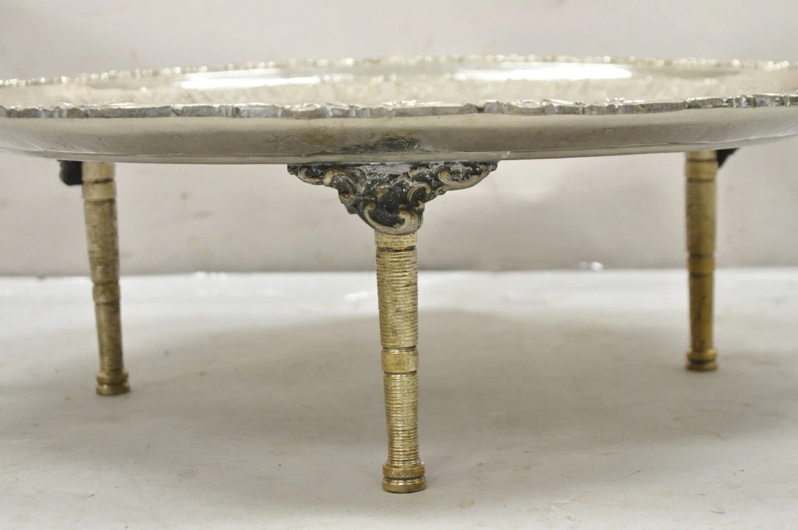 Large Victorian Style Oval Silver Plated Serving Platter Tray Raised on Feet