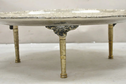 Large Victorian Style Oval Silver Plated Serving Platter Tray Raised on Feet
