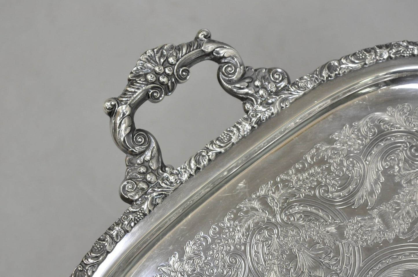 Vintage Victorian International Silver Co Silver Plated Bar Serving Platter Tray