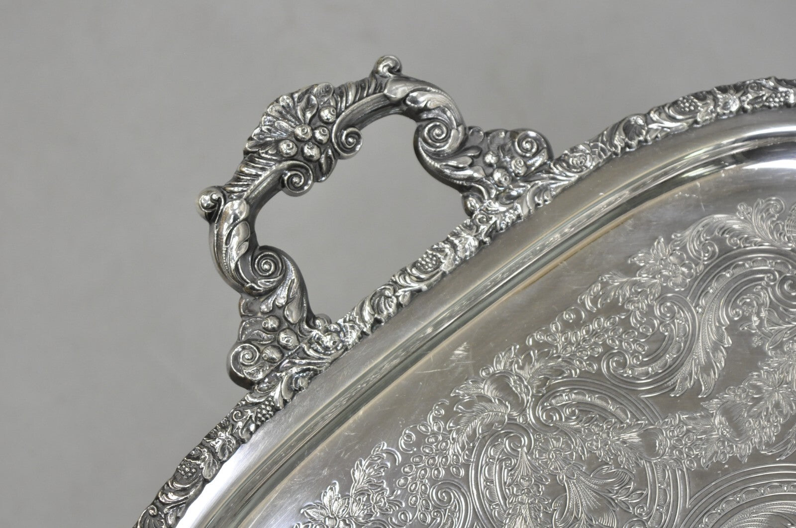 Vintage Victorian International Silver Co Silver Plated Bar Serving Platter Tray