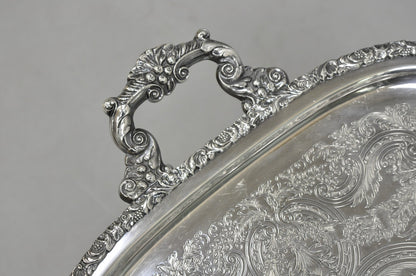 Vintage Victorian International Silver Co Silver Plated Bar Serving Platter Tray