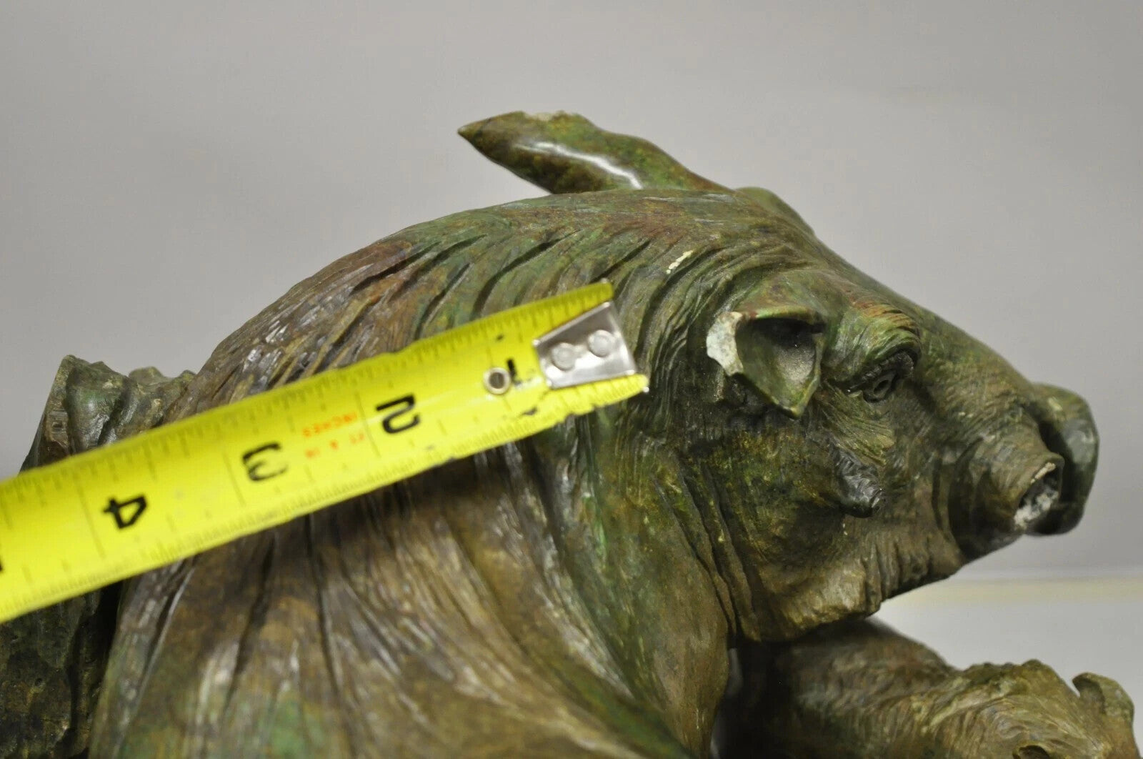 James Tandi African Wild Boar Green Carved Verdite Hardstone Sculpture Figure