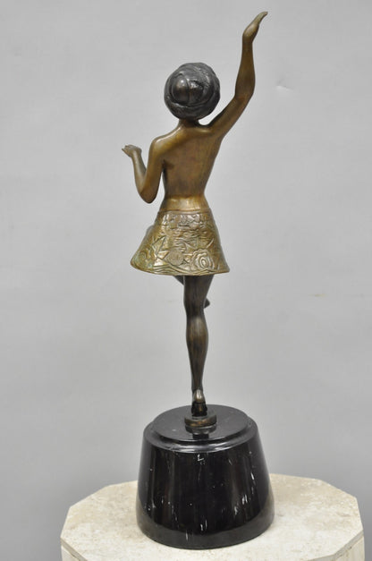 Vintage Reproduction French Art Deco Style Bronze Flapper Dancer Figure Statue