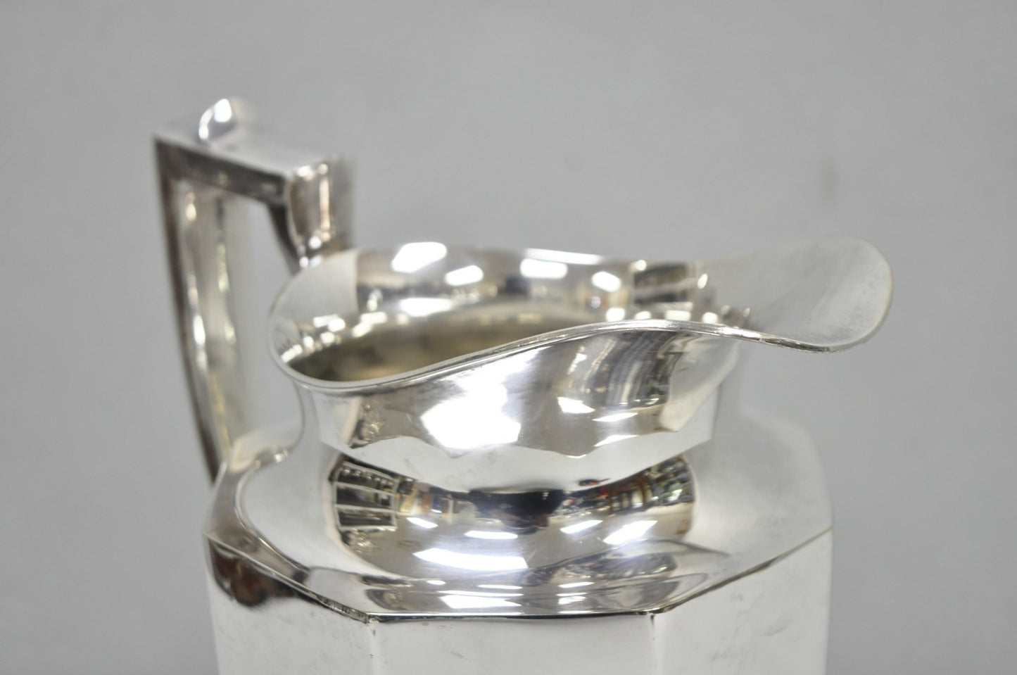 Vintage Art Deco Silver Plated Octagonal Faceted Water Pitcher by Homan Plate