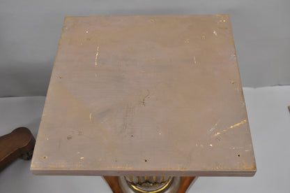 Vintage Italian Neoclassical Style Urn Pedestal Round Marble Side Tables - Pair