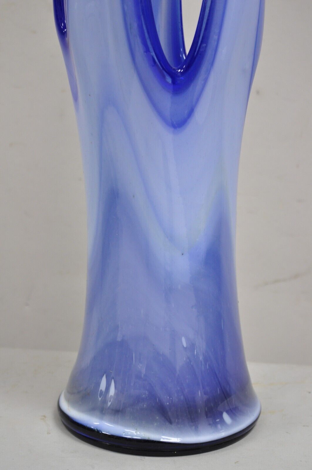 Vintage Murano Italy Mid Century Modern Blue Blown Glass 25" Centerpiece Vase