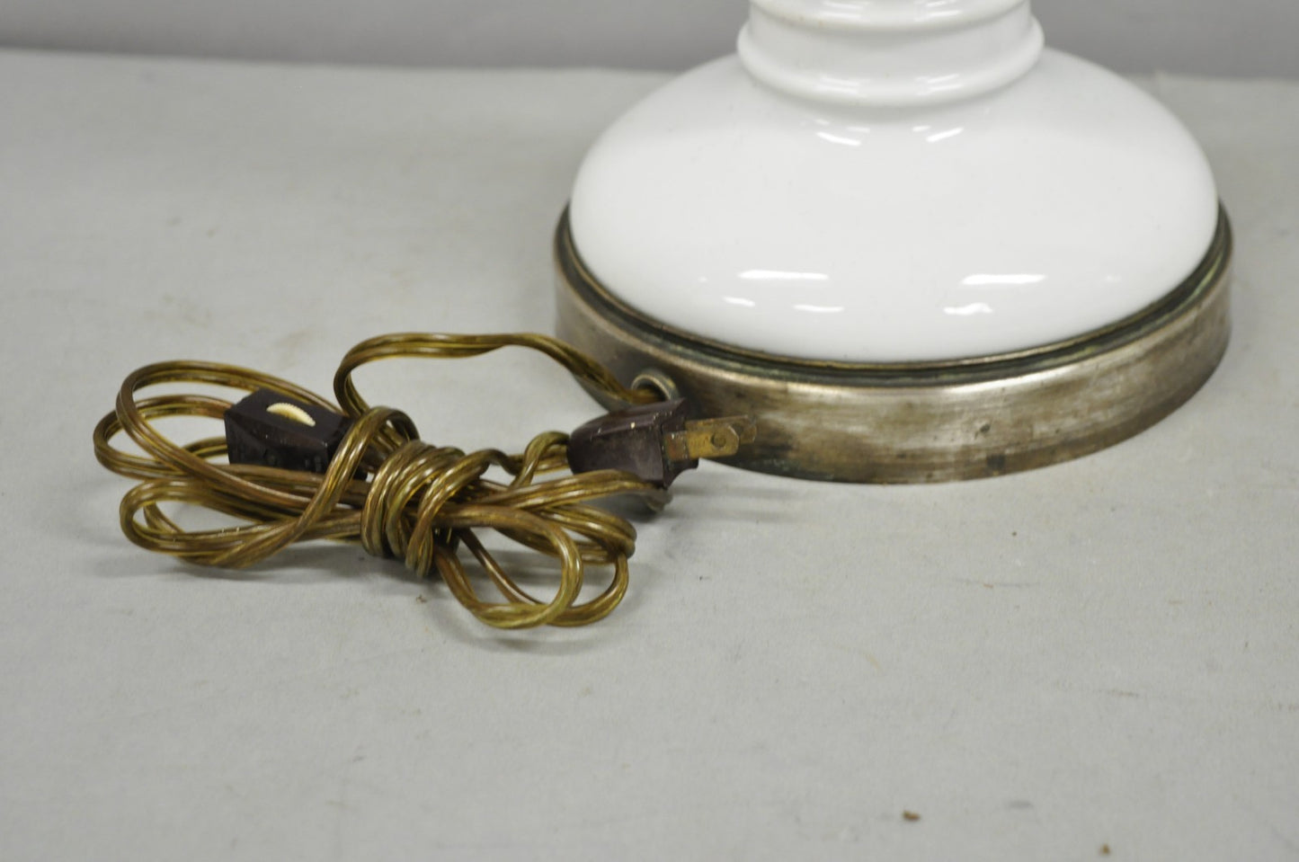 Antique French Victorian Rattan Wrapped Blown Glass Seltzer Bottle Table Lamp