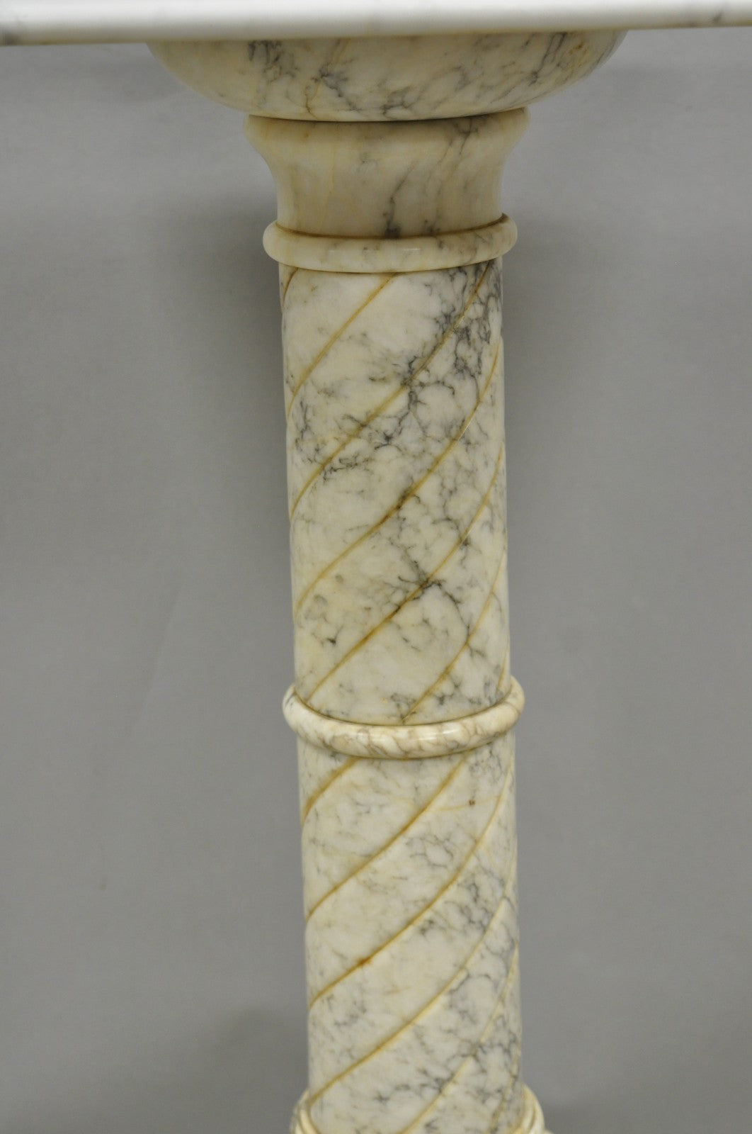 Vintage Italian Classical Carved Marble Column Form Square Top Pedestal Stand