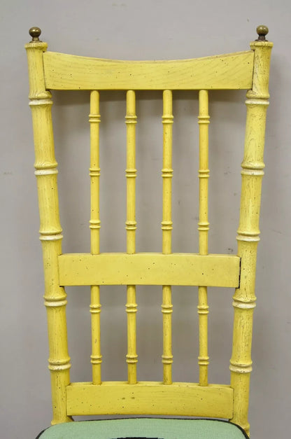 Vintage Thomasville Hollywood Regency Yellow Faux Bamboo Dining Chair - Set of 6