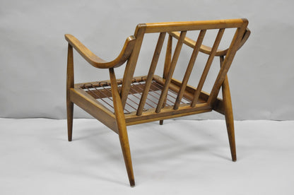 Vintage Mid Century Modern Danish Style Sculptural Walnut Lounge Arm Chair