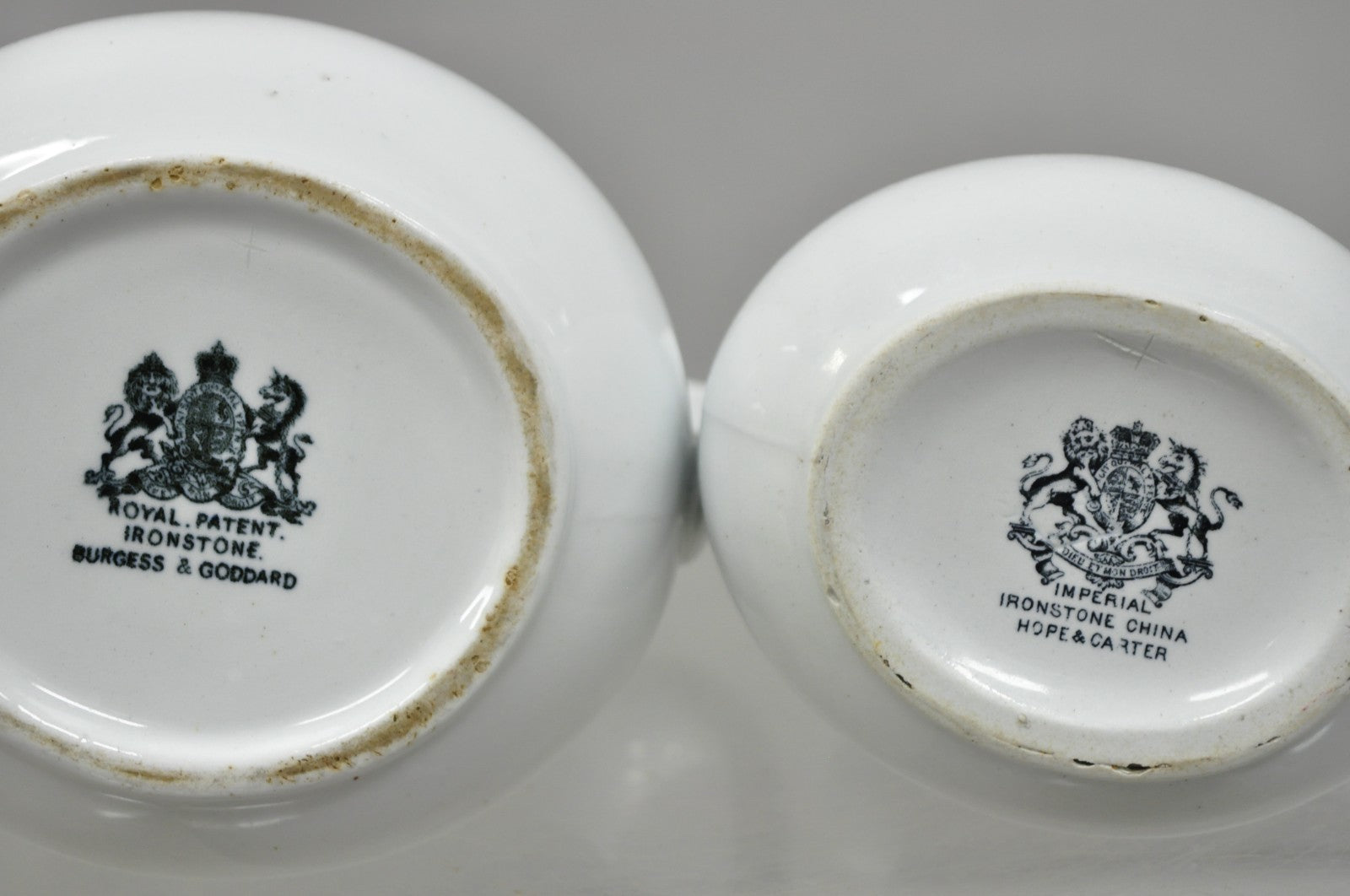 English Ironstone Imperial Hope & Carter Burgess Goddard Water Pitchers Set of 2