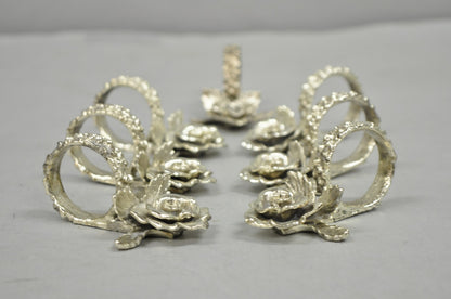 Vintage Princess House Victorian Rose Silver Plated Napkin Rings - 7 Pc Set