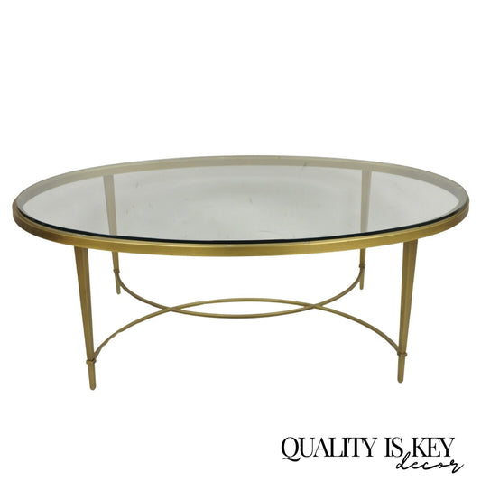 Thomas Pheasant for Baker Modern Oval Glass Top Brass Cocktail Coffee Table