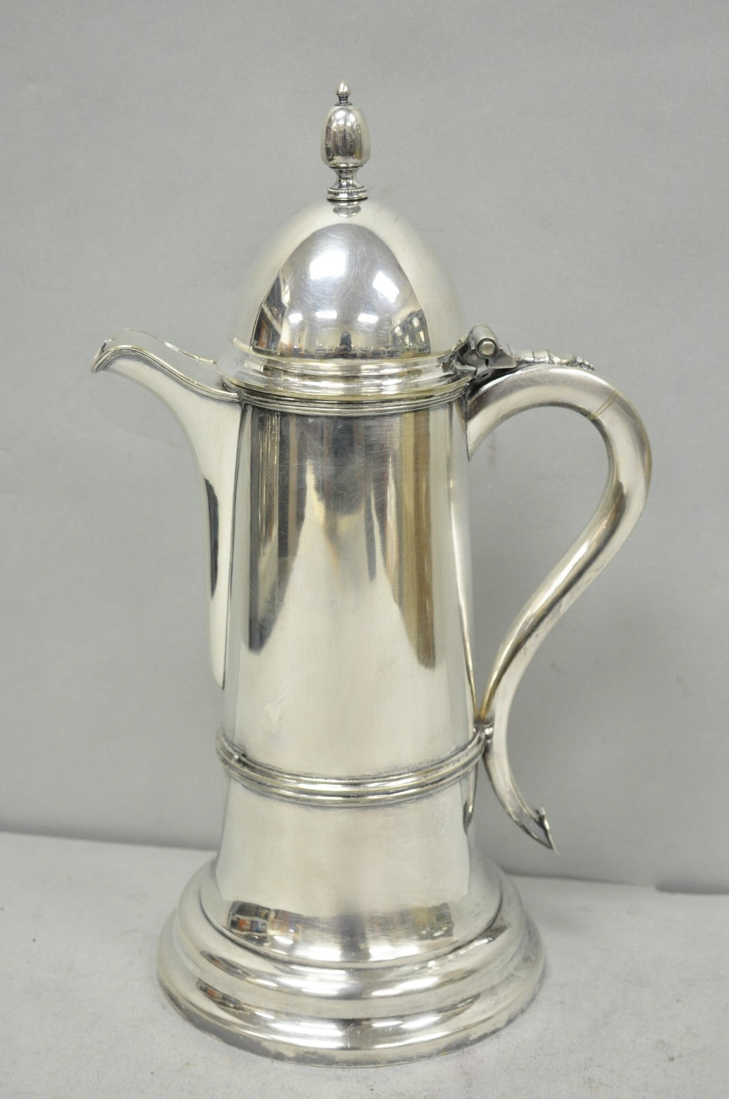 Antique English Regency Silver Plated Flagon Pitcher w/ Heart Handle