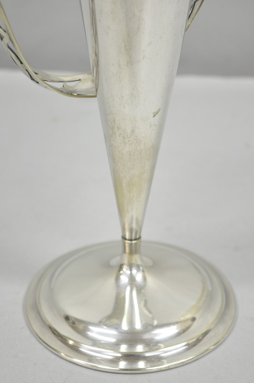 Vintage Victorian Silver Plated Trumpet Flower Vase with Reticulated Handle