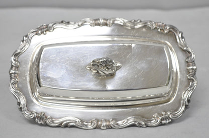 Vintage FB Rogers 1959 Victorian Silver Plated Footed Covered Butter Dish