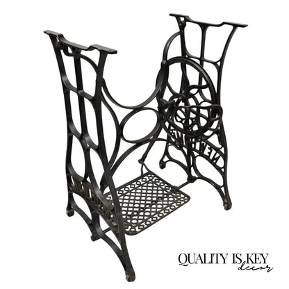 Antique Black Cast Iron Treadle Sewing Machine Table Base by New Home
