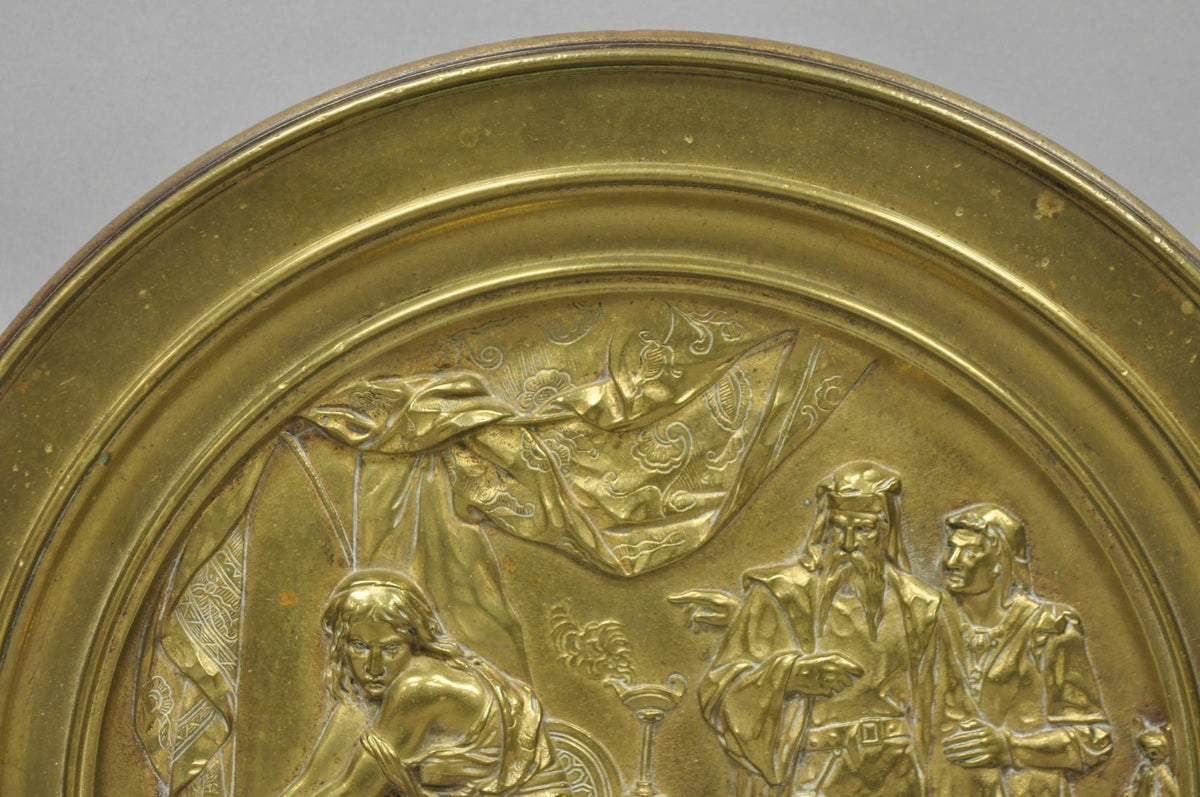 19th C. Emile Louis Picault Macbeth Bronze Relief Pedestal Compote Tazza Dish