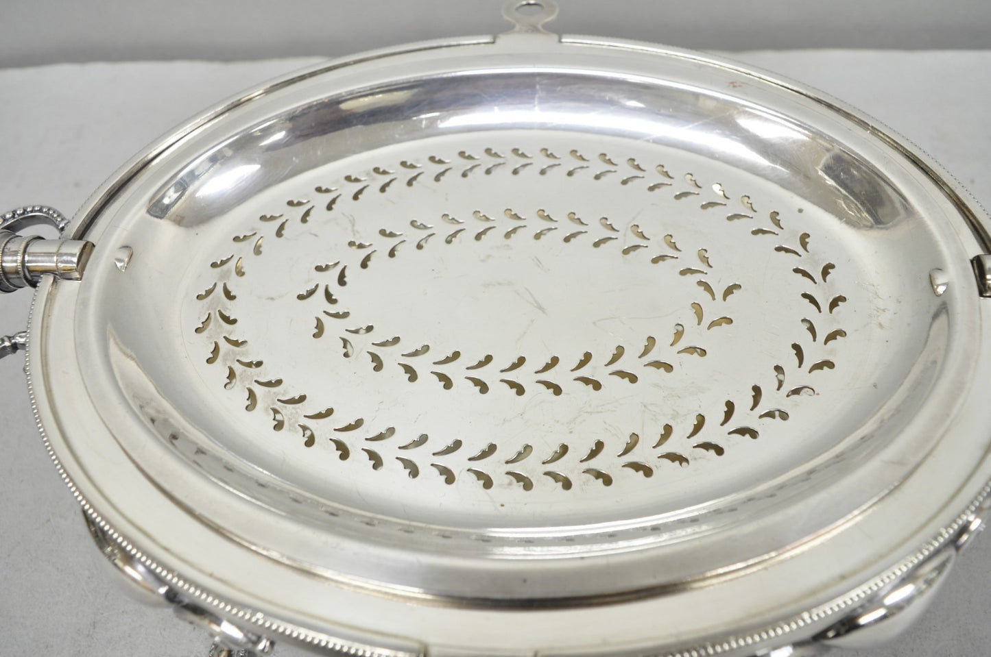 Antique Elkington & Co English Silver Plated Chafing Dish Revolving Dome Warmer