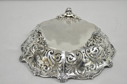 Antique Reed & Barton Reticulated Silver Plated Trinket Dish Bowl "B" Monogram